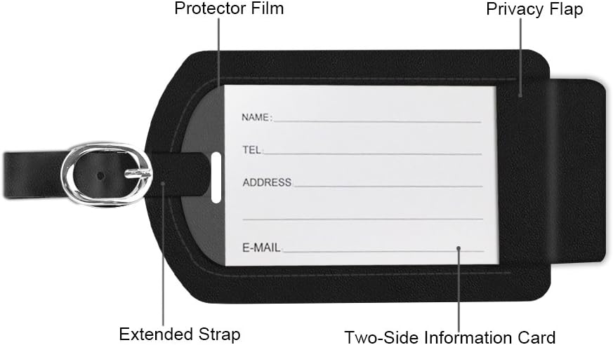 FINTIE 2 Pack Luggage Tags, Leather Name ID Labels with Privacy Cover for Travel Bag Suitcase, Theme - Don't Touch Me