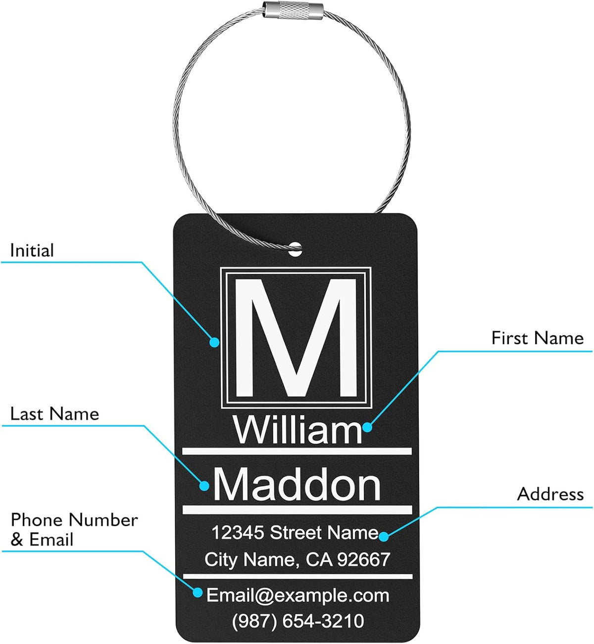 Luggage Tags for Suitcase - Orange Personalized Engraved Metal Tag for Cruise Travel - Custom Name Tags Suitable for Bags and Backpacks