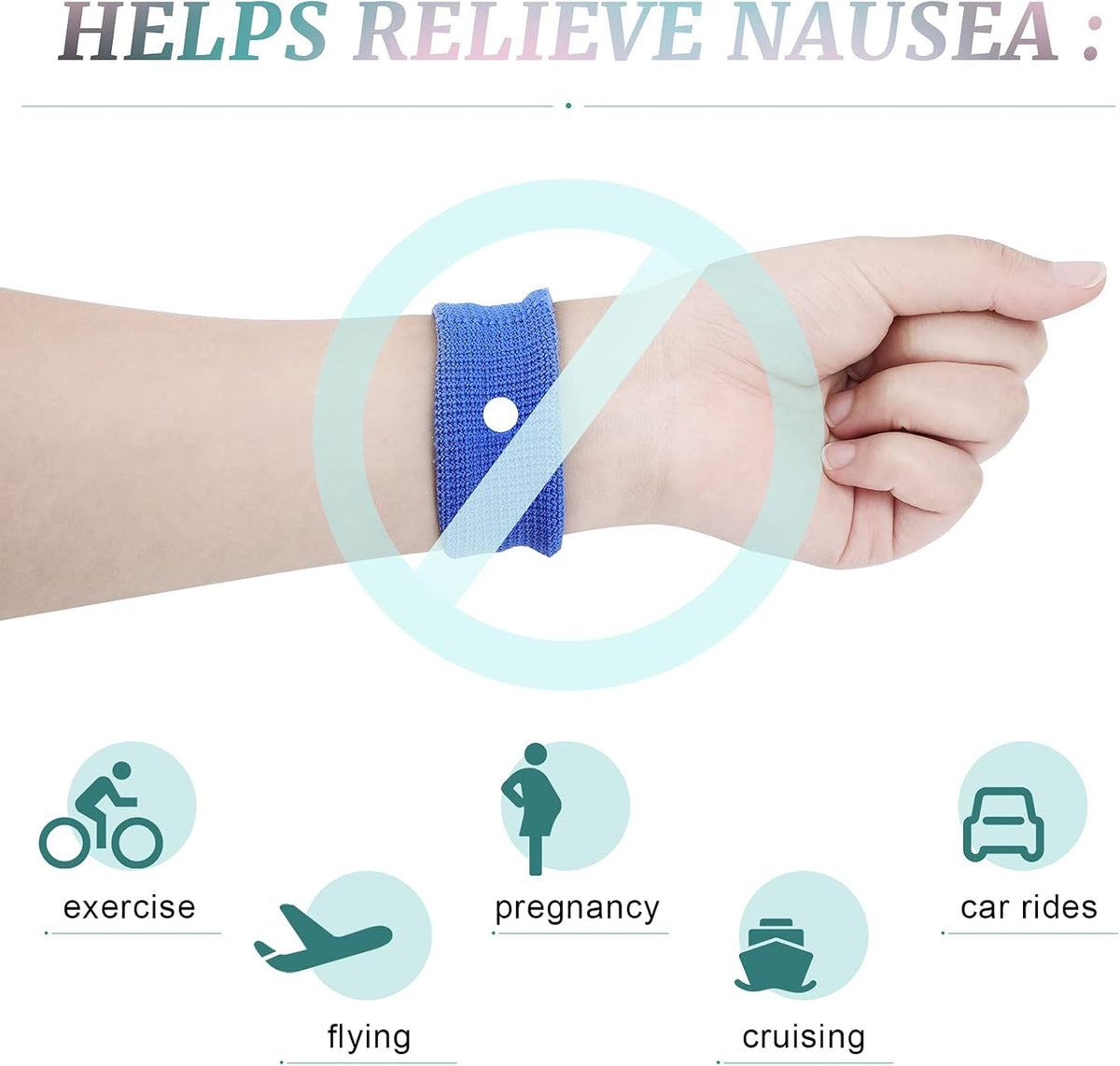 Jadive 4 Pieces Anti Nausea Wristband Seasickness Motion Sickness Bracelets Wristband Adjustable Motion Nausea Bands for Motion Sickness, Morning Sickness, Car Sickness, Travel Sickness