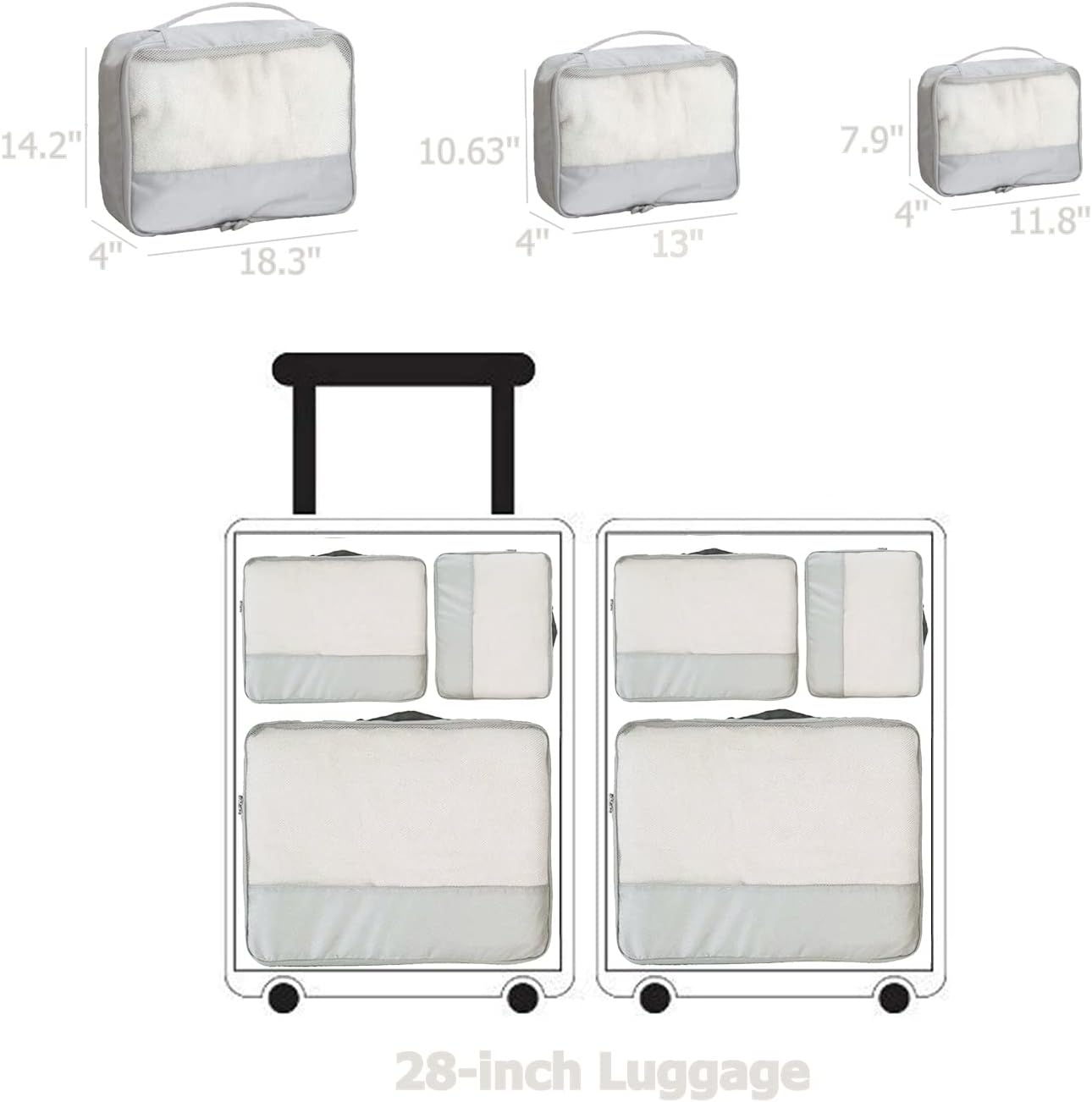 DoubleTrip Packing Cubes for Suitcases Carry on Luggage Organizer 6 Set Travel Accessories Lightweight Storage Bag Space Saver Clothes Pouch Large