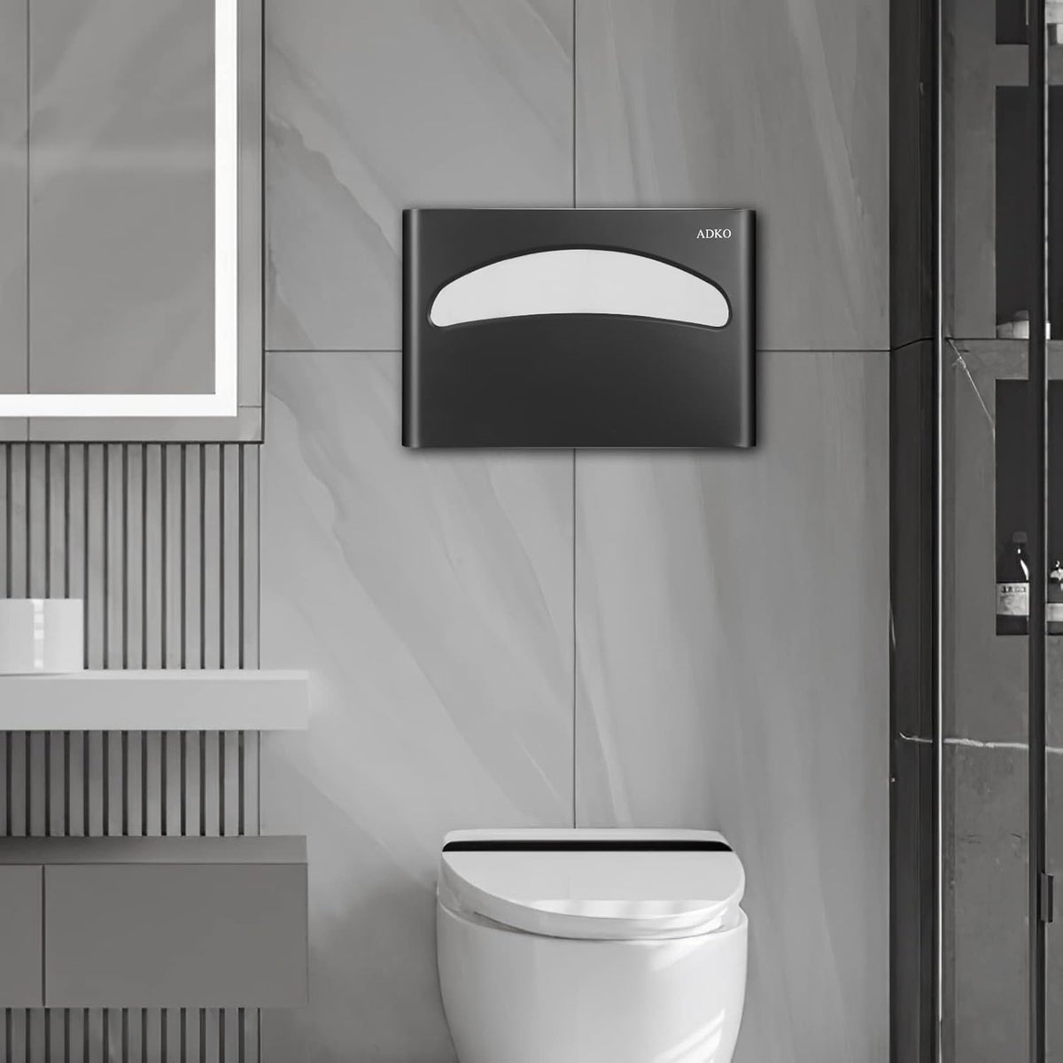 Toilet Seat Cover Dispenser Wall Mounted SUS 304 Stainless Steel (Matte Black)