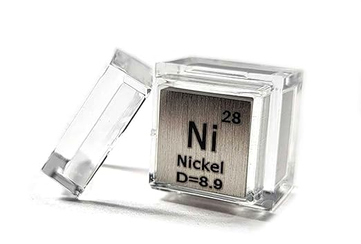 0.39" 10mm Nickel Metal Cube Ni up to 99.9% Pure Periodic Table Element Engraved Density Collection Science Education Display Block Cube + Acrylic Case Box - 1PC