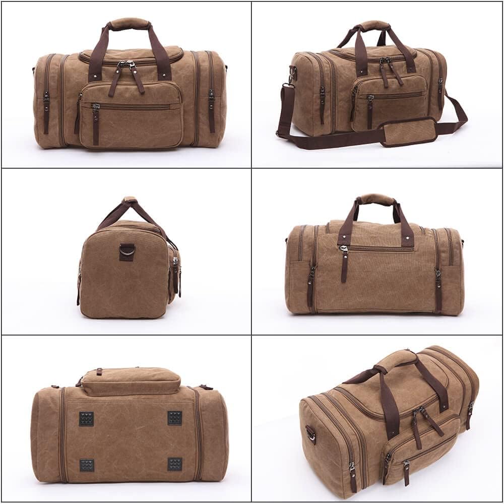 Duffle Bag for Travel, Large Canvas Duffel Bag for Travelling Overnight Weekender Bag Carry On Bag for Men Women Green
