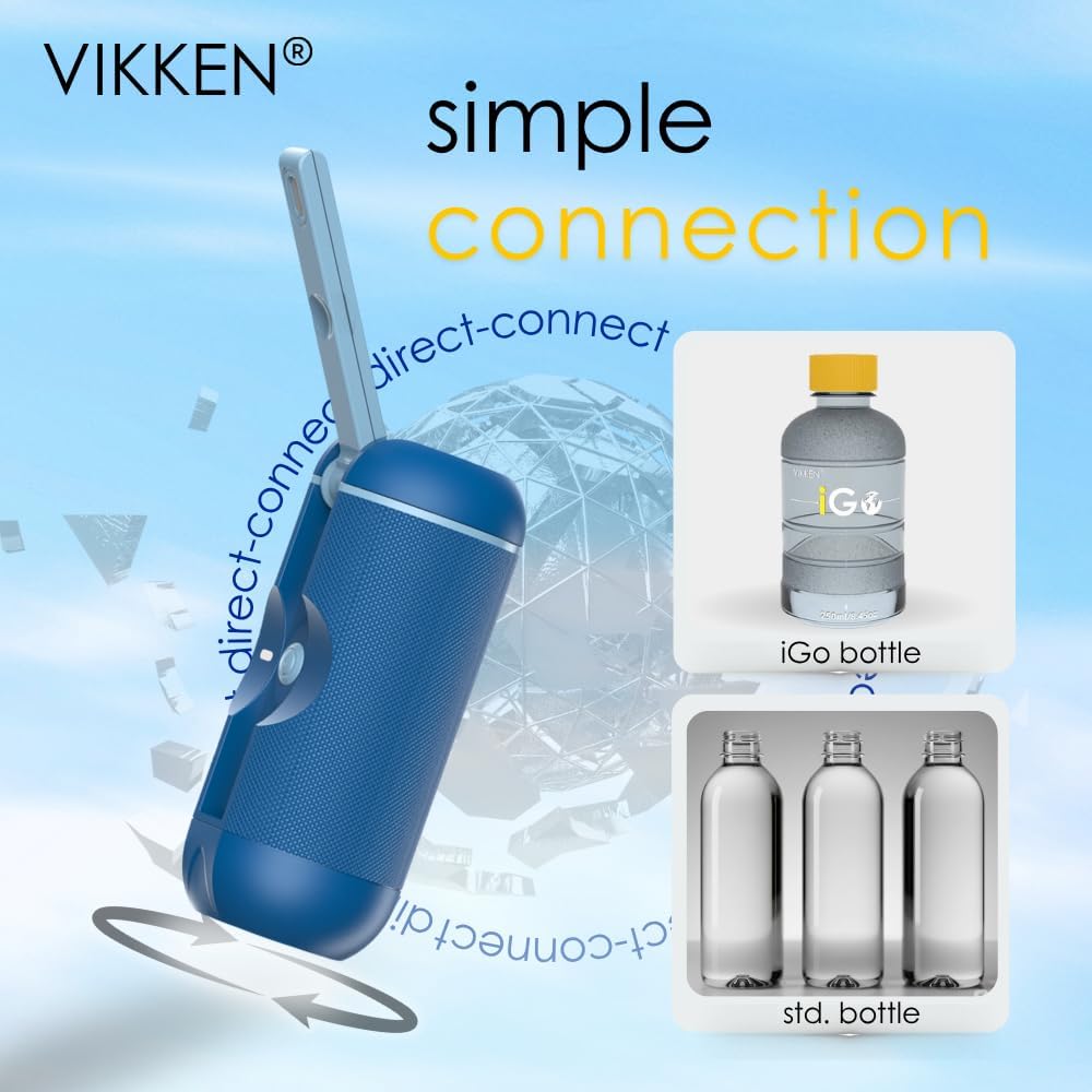 VIKKEN® 250ml iGo X Portable Travel Bidet USB-Type C Rechargeable Electric Mobile Handheld Ultra Strong Water Spray Personal Hygiene Self Care for Women & Men