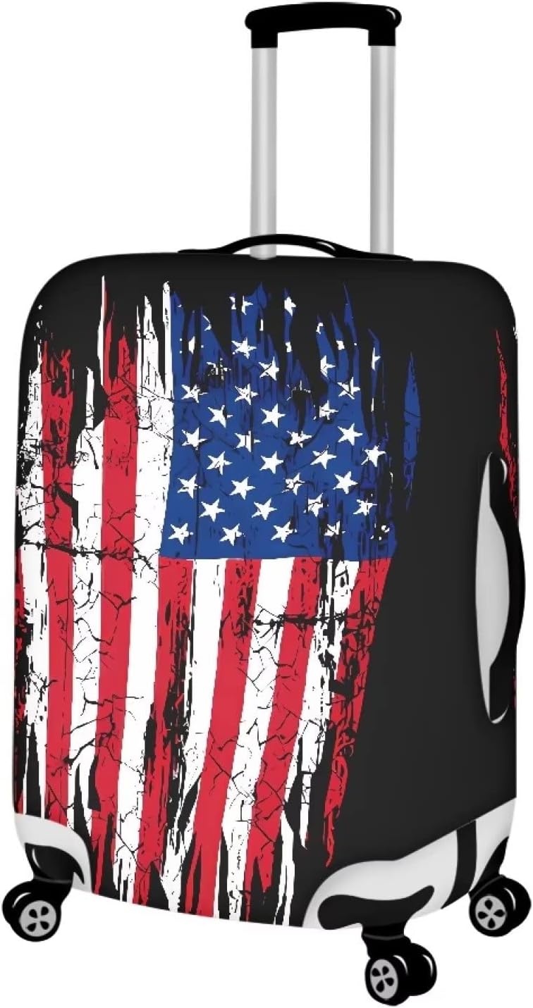 USA Flag Star Stripes Flag Luggage Covers Protector Elastic Spandex Baggage Case Fit 18-21 Inch, 4th of July Independence Day, American Flag Travel Suitcase Cover, Patriotic Flag