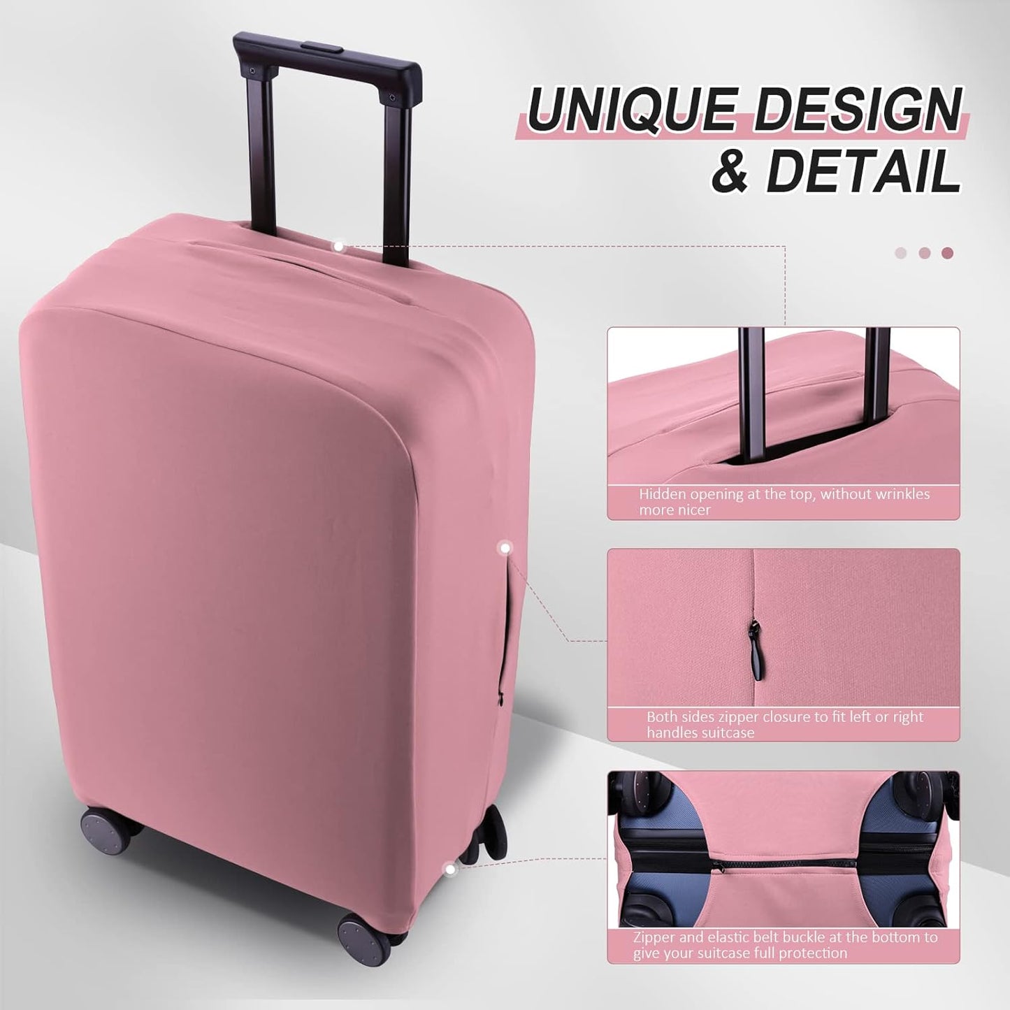 Travel Luggage Cover Suitcase Protector Scratch-Resistant Fit 19-31 Inch Suitcase, Not Included Suitcase (Pink, 2XL(30-31 inch))