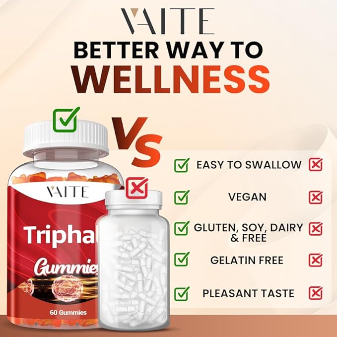 Organic Triphala Supplement with Amla, Haritaki & Bibhitaki - Amalaki Herbal Blend, Natural Ayurvedic Supplements & Gut Health & Immune Support, Colon Cleanse & Digestive System Supports - 60 Gummies