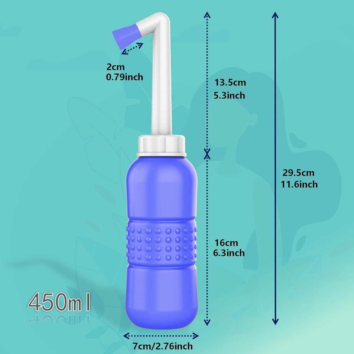 2PCS Pink+Blue Portable Bidets +Water Seal Cap - 15oz Peri Bottle for Postpartum Perineal Care- Baby Travel Bathing kit, Travel Bidet Bottle - 450ml Portable Bidet for Birth Tears, Hemorrhoids, Pain