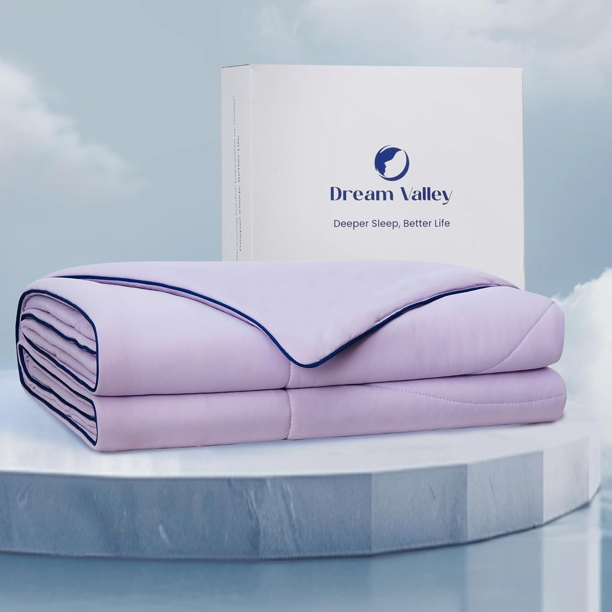 Dream Valley® Outlast® Deepsleep Cooling Comforter, Full/Queen Size, NASA-Grade Space Technology Cooling Blanket for Hot Sleepers Night Sweats, Q-Max > 0.45 Aerocool™ Breathable, Lavender Fog, 90"x90"