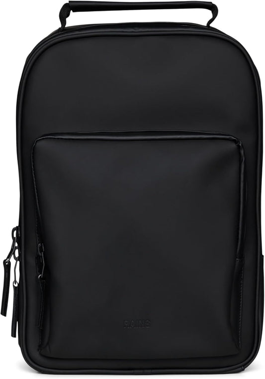 RAINS Large Book Daypack, Backpack, Laptop Bag, Waterproof, 2 Year Warranty, Black