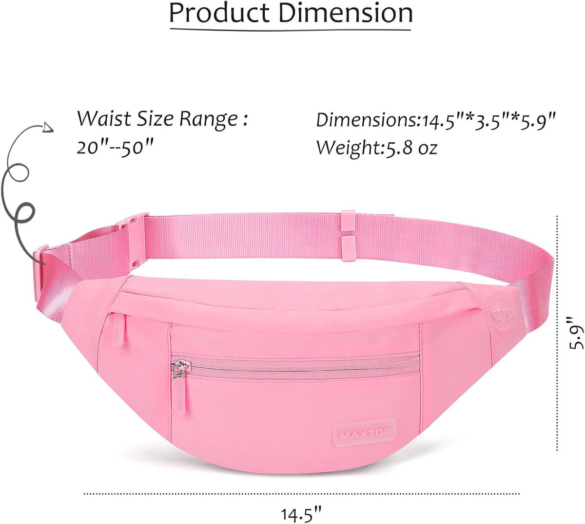 MAXTOP Large Crossbody Fanny Pack with 4-Zipper Pockets,Gifts for Enjoy Sports Festival Workout Traveling Running Casual Hands-Free Wallets Waist Pack Phone Bag Carrying All Phones