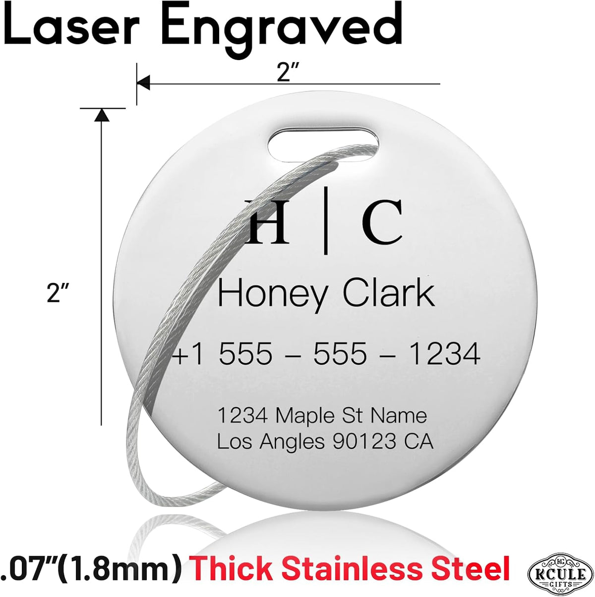 Stainless Luggage Tags for Suitcases 4 Pack: Metal Personalized Luggage Tags for Backpacks & Bags with Customizable Texts (Silver)