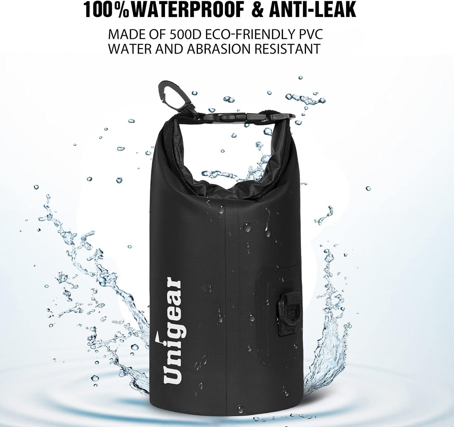 Unigear Dry Bag Waterproof, 2L/5L/10L/20L/30L/40L Floating and Lightweight Bags for Kayaking, Boating, Fishing, Swimming and Camping with Waterproof Phone Case