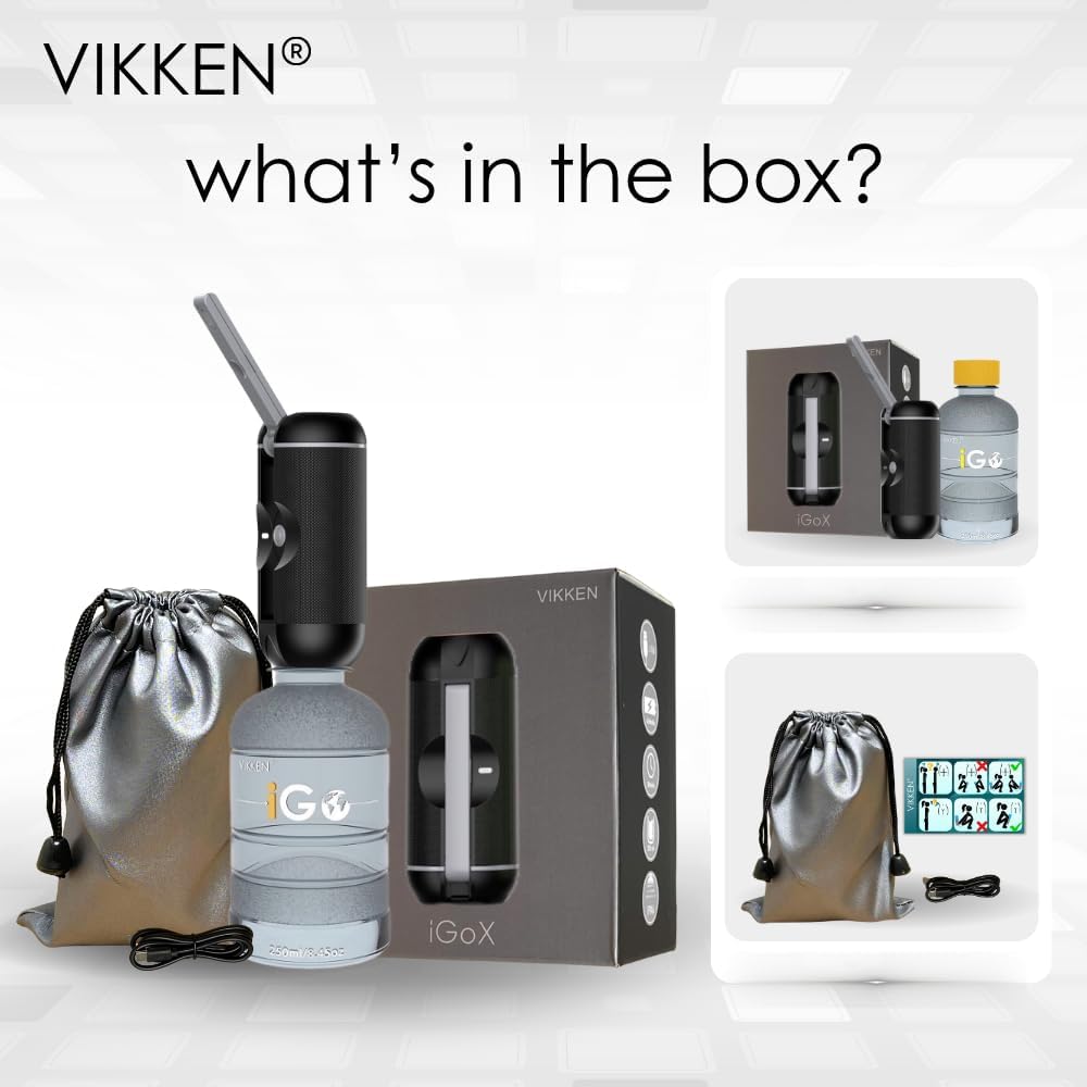 VIKKEN® 250ml iGo X Portable Travel Bidet USB-Type C Rechargeable Electric Mobile Handheld Ultra Strong Water Spray Personal Hygiene Self Care for Women & Men