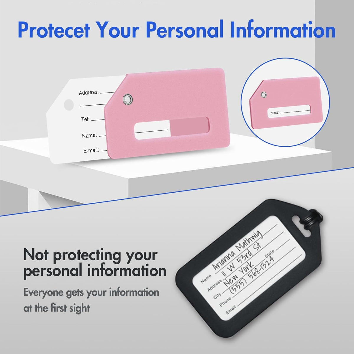 Luggage Tag for Suitcases, Quickly Spot 8 Pack Luggage Identifier Tags, Travel Accessories Name Tags for Backpacks, Suitcases, Travel Bags, Baggage, Cruise - Flexible Silicone(Pink)