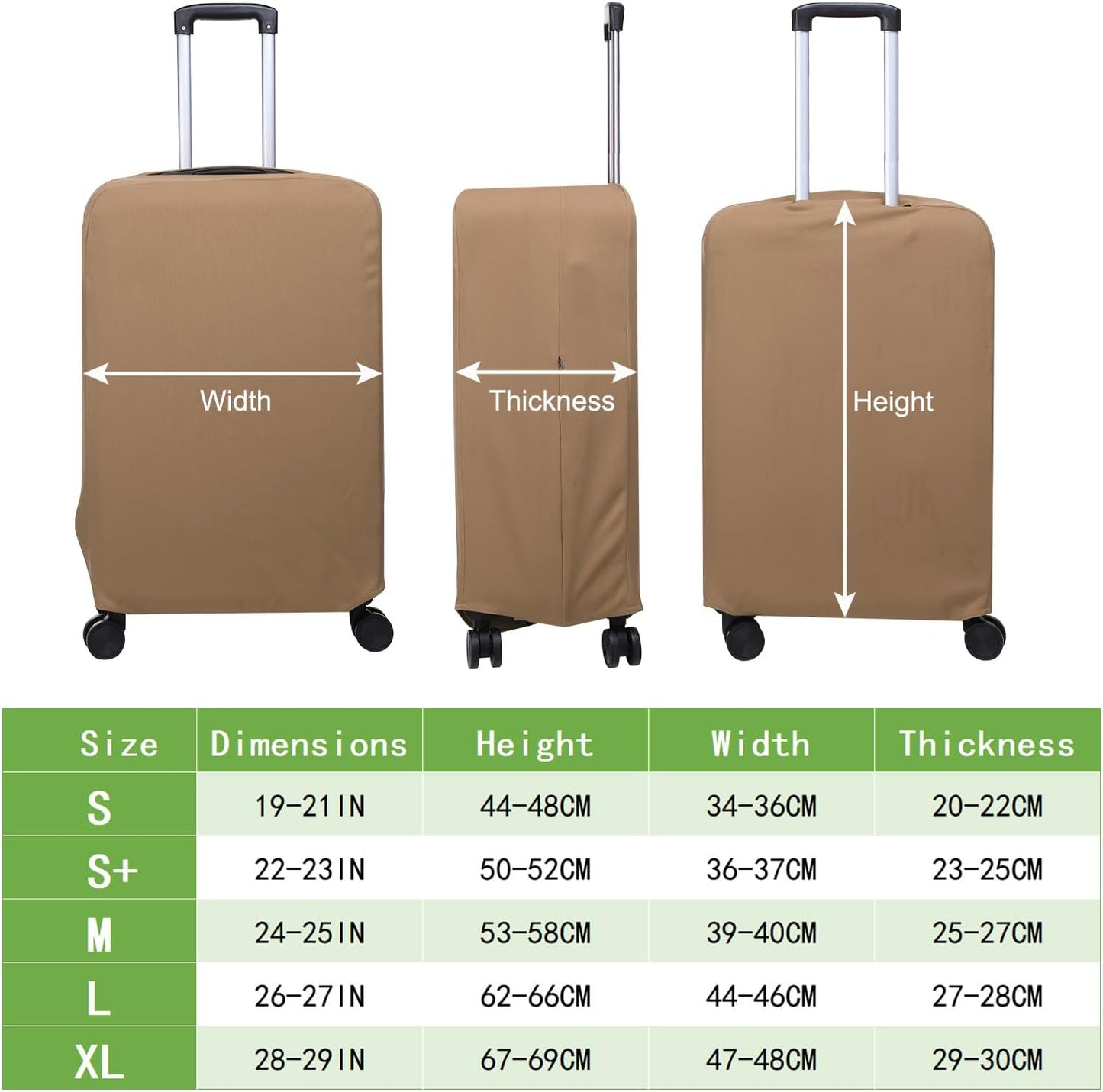 PATIKIL Luggage Cover, Suitcases Covers Elastic Carry on Cover Protector Washable Scratch-Resistant Fits 26-27 Inch Luggage for Travel Business Trips, Khaki