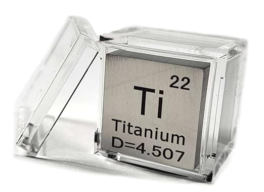 1" 25.4mm Titanium Metal Cube Ti up to 99.9% Pure Periodic Table Element Engraved Density Collection Science Education Display Block Cube + Acrylic Case Box - 1PC