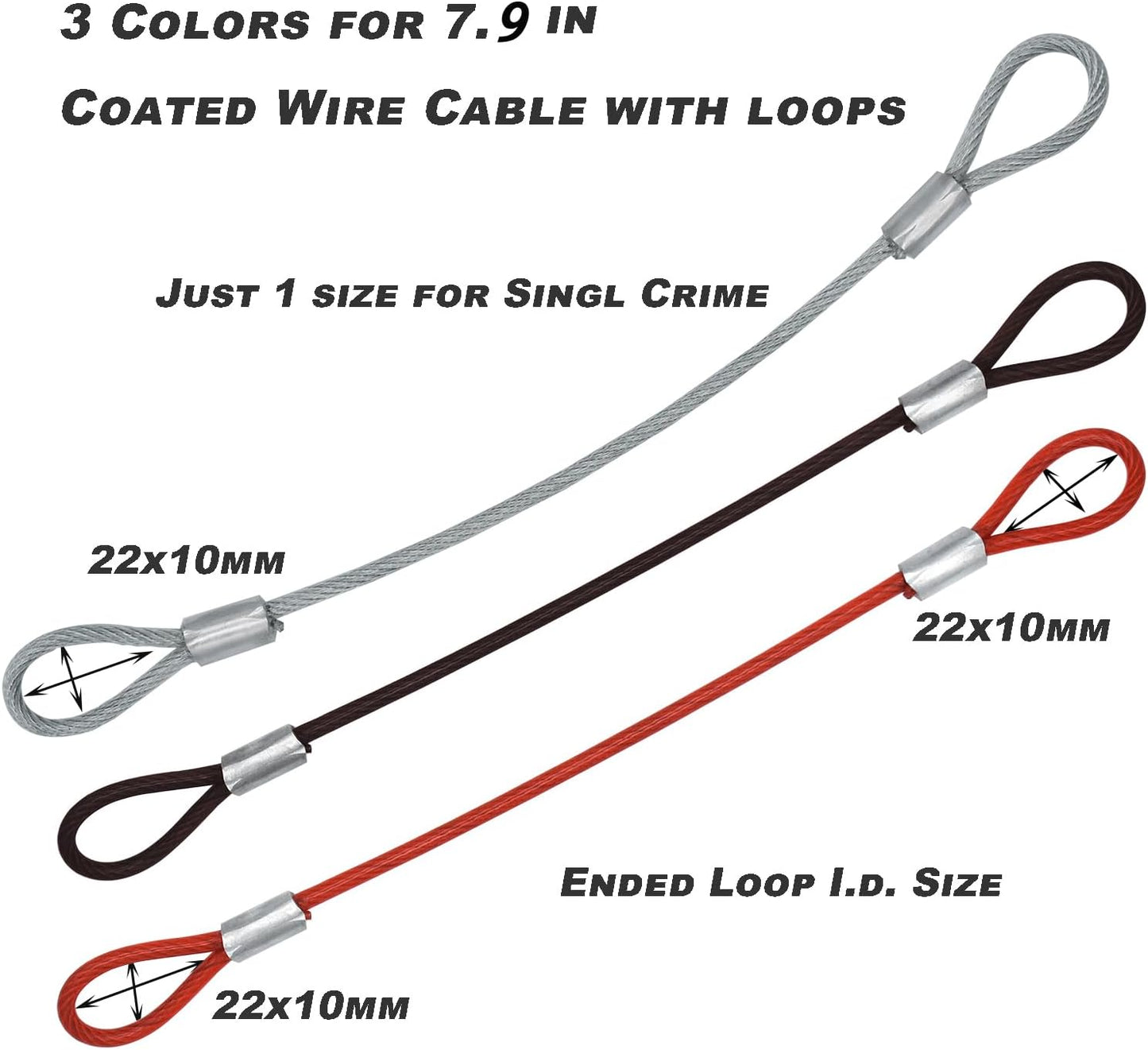 15 pcs 7.9 inch(20cm) 3mm Thickness Stainless Steel Wire Cable with Loops Vinyl Cover Coated Short Rope Lanyard Lock Safety Tether Chains,Red