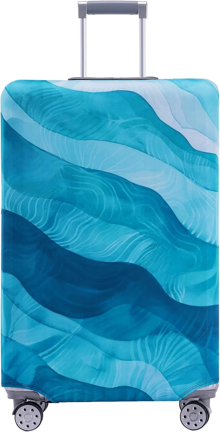 Travelkin Luggage Covers For Suitcase Tsa Approved,Suitcase Cover Protector Fit 18-32 Inch Luggage (Blue Wave, S)
