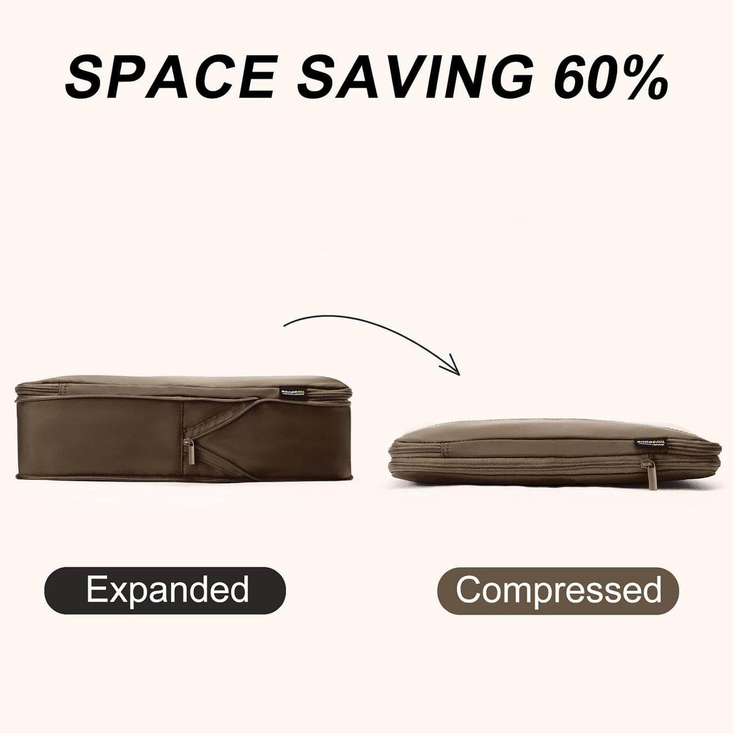 6 Set Compression Packing Cubes for Travel Essentials, Luggage Organizers for Suitcases (Charcoal Gray)