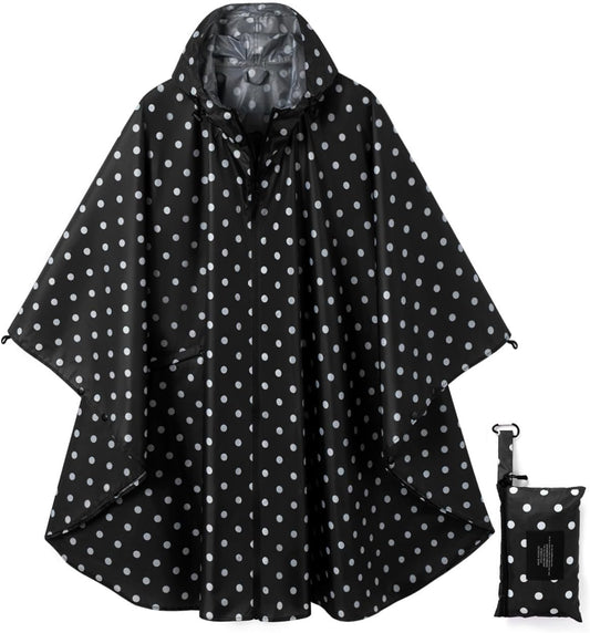 Rain Poncho Jacket Coat Hooded Zipper Style for Women/Men/Adult with Pocket