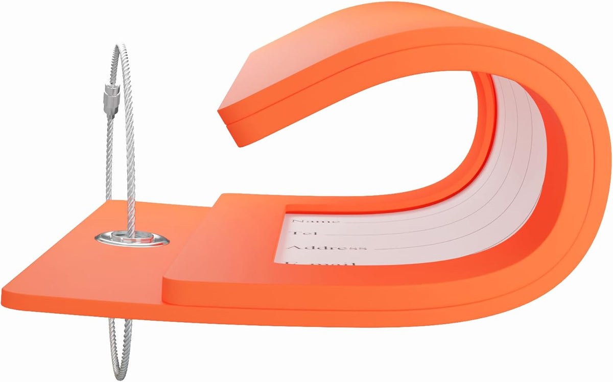 Gostwo 2 Pack Luggage Tags for Suitcases, 26 Initial Letter Travel Luggage Baggage Identification Labels ID Tag Fully Bendable Tags with Stainless Steel Loop (Orange) (Letter B)