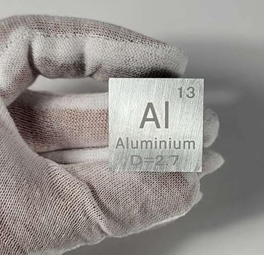 1" 25.4mm Aluminium Metal Cube Al up to 99.9% Pure Periodic Table Element Engraved Density Collection Science Education Display Block Cube + Acrylic Case Box - 1PC