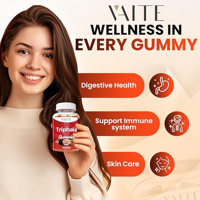 Organic Triphala Supplement with Amla, Haritaki & Bibhitaki - Amalaki Herbal Blend, Natural Ayurvedic Supplements & Gut Health & Immune Support, Colon Cleanse & Digestive System Supports - 60 Gummies