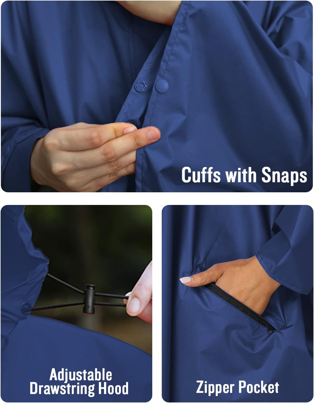 SaphiRose Unisex Rain Poncho Hooded Waterproof Raincoat for Adults Women