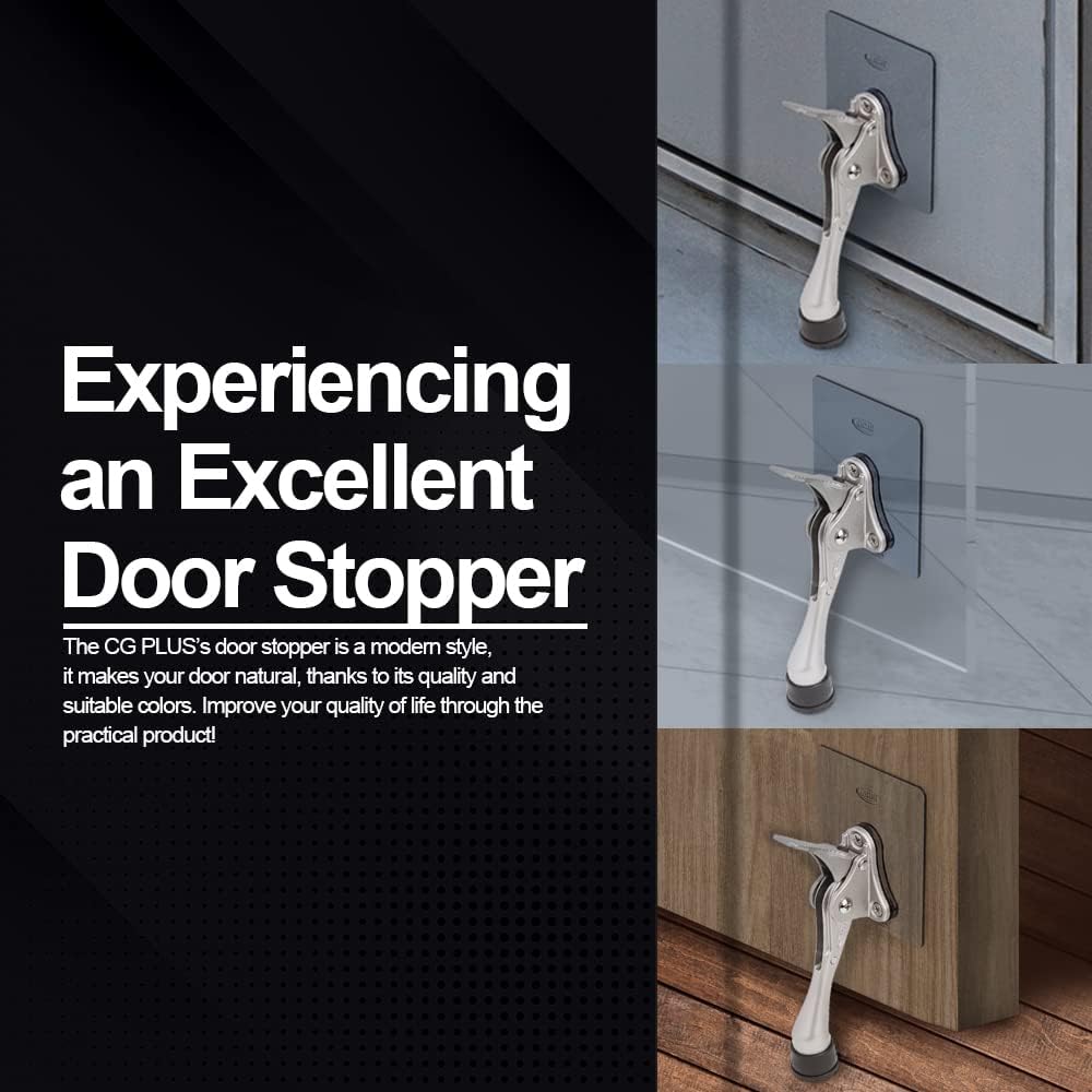 One-Touch Doorstop Adhesive Bracket (Black, 4inch x 1pack)