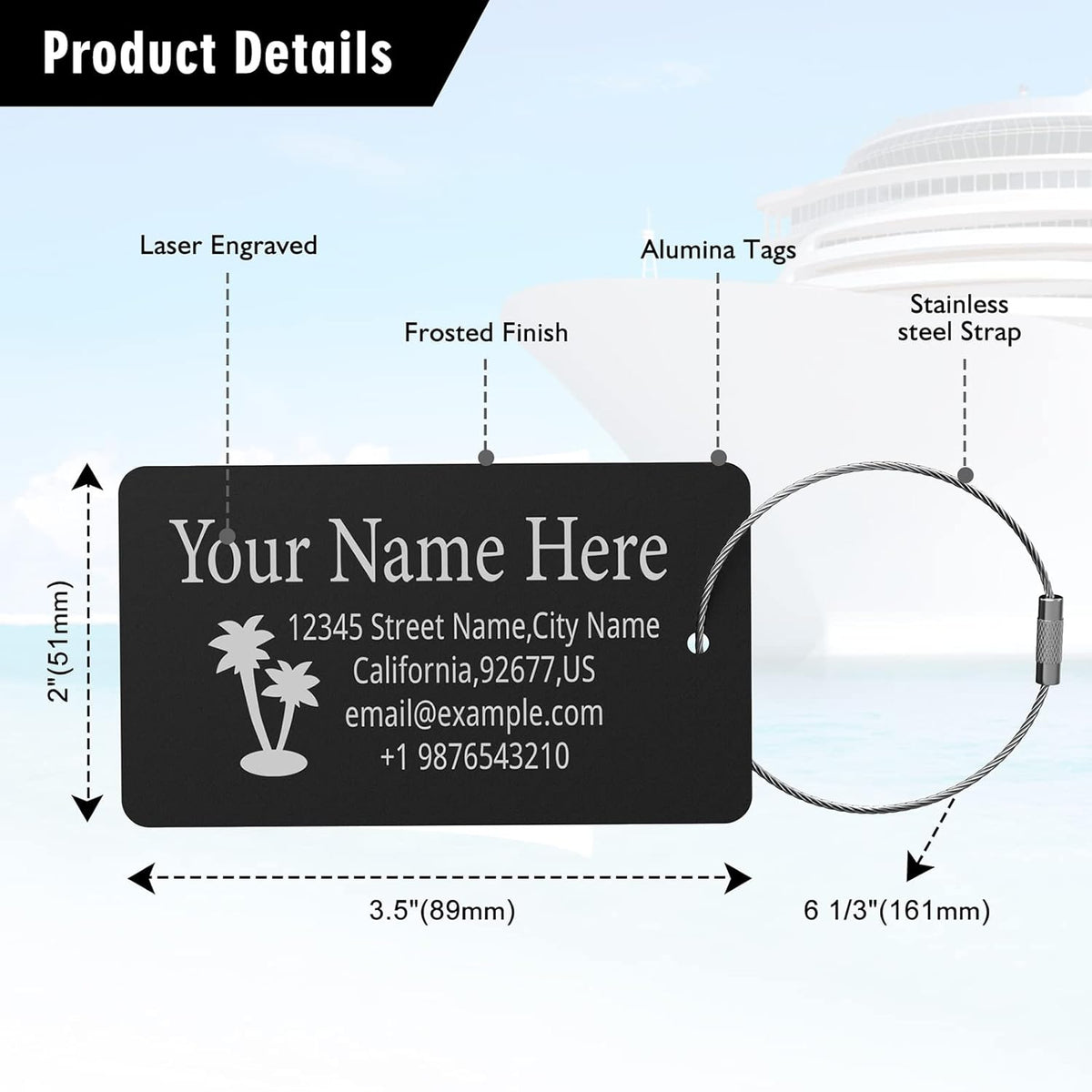 Luggage Tags for Suitcase - Personalized Engraved Metal Tag for Cruise Travel - Custom Name Tags Suitable for Bags and Backpacks(Orange)