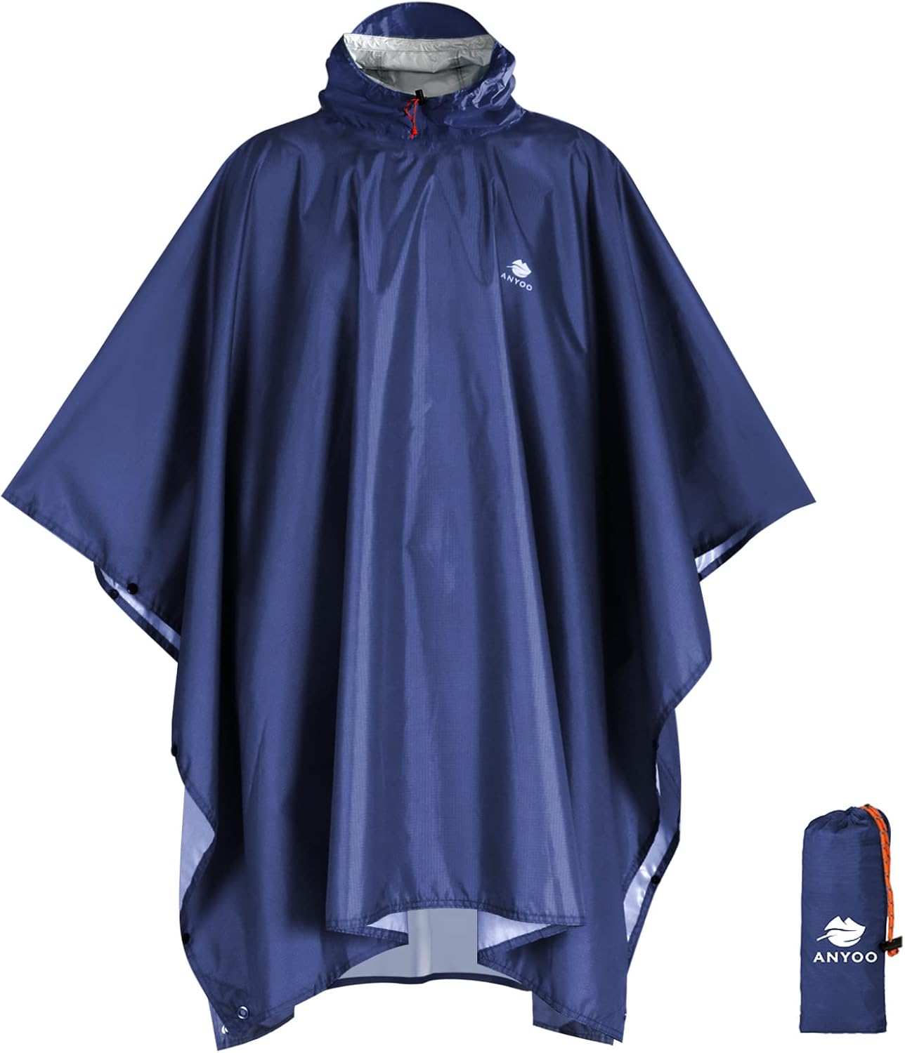 ANYOO Hooded Rain Poncho for Adults Waterproof Lightweight Rain Coat for Men Women Reusable Rain Jacket for Emergency Outdoor