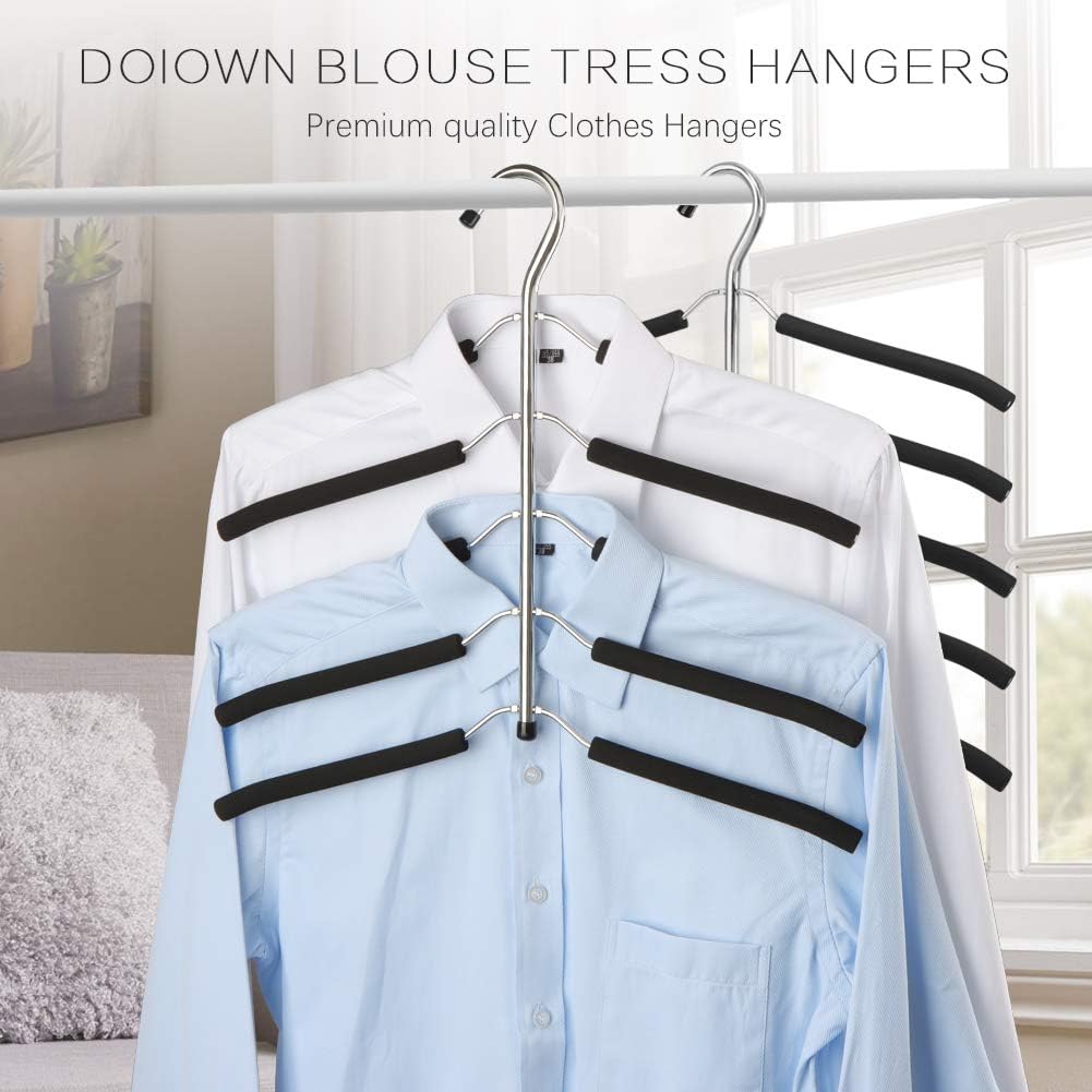 DOIOWN Blouse & Shirt Hangers - Non Slip Space Saving Stainless Steel Closet Organizer (4)