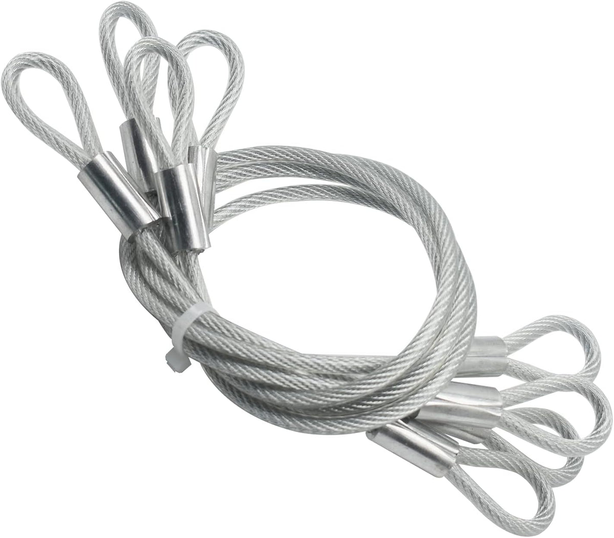 4 pcs 47 inch (120cm) 5mm Thickness Vinyl Cover Coated Galvanized Steel Wire Cable with Loops Security Lanyard Rope Tether Lock, Clear