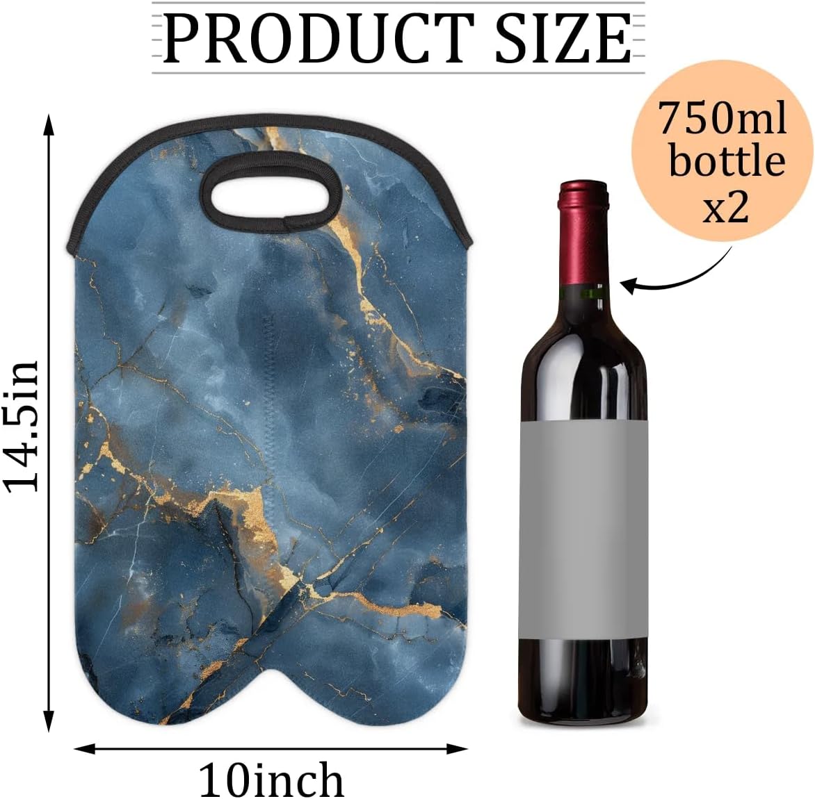 Wine Carrier Tote Personalized Bag for 2 Bottles - Neoprene Wine Bottle Holder with Carry Handle, Wine Protective Bag Insulated Bag Beer Cans Water Bottle Holder for Travel Picnic,Style23