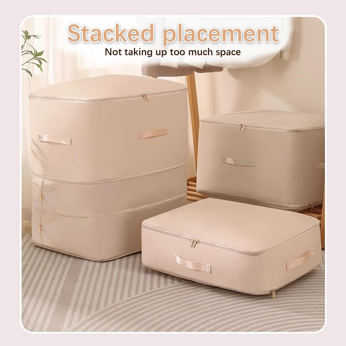 3PCS XL Ultra Space Saving Bags self compression organizer bags space saver bags for comforters storage bag organizer for blankets bedding clothes (Blue-3PCS)