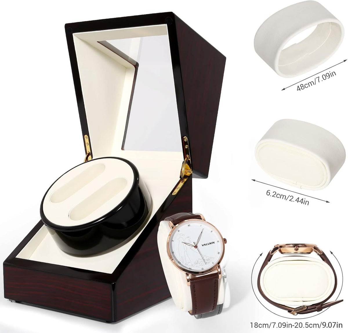 Uten Automatic Watch Winder Box Luxury Wooden Watch Storage Case, Double Watch Winder with Quiet Motor 4 Rotation Mode for Father's Day Gift for Him, Birthday Gift. Red
