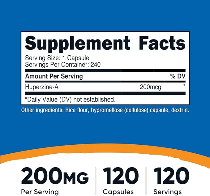 Nutricost Huperzine A Capsules 200mcg, 240 Capsules - Non-GMO, Vegetarian Friendly