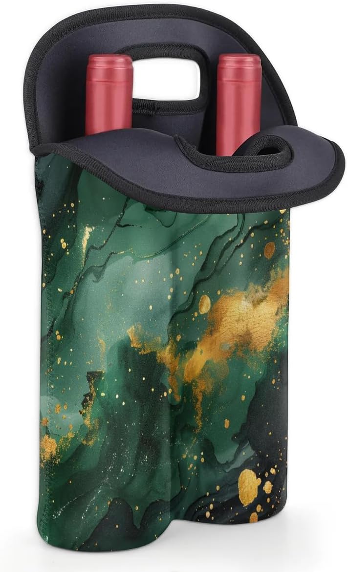 Wine Carrier Tote Personalized Bag for 2 Bottles - Neoprene Wine Bottle Holder with Carry Handle, Wine Protective Bag Insulated Bag Beer Cans Water Bottle Holder for Travel Picnic,Style16