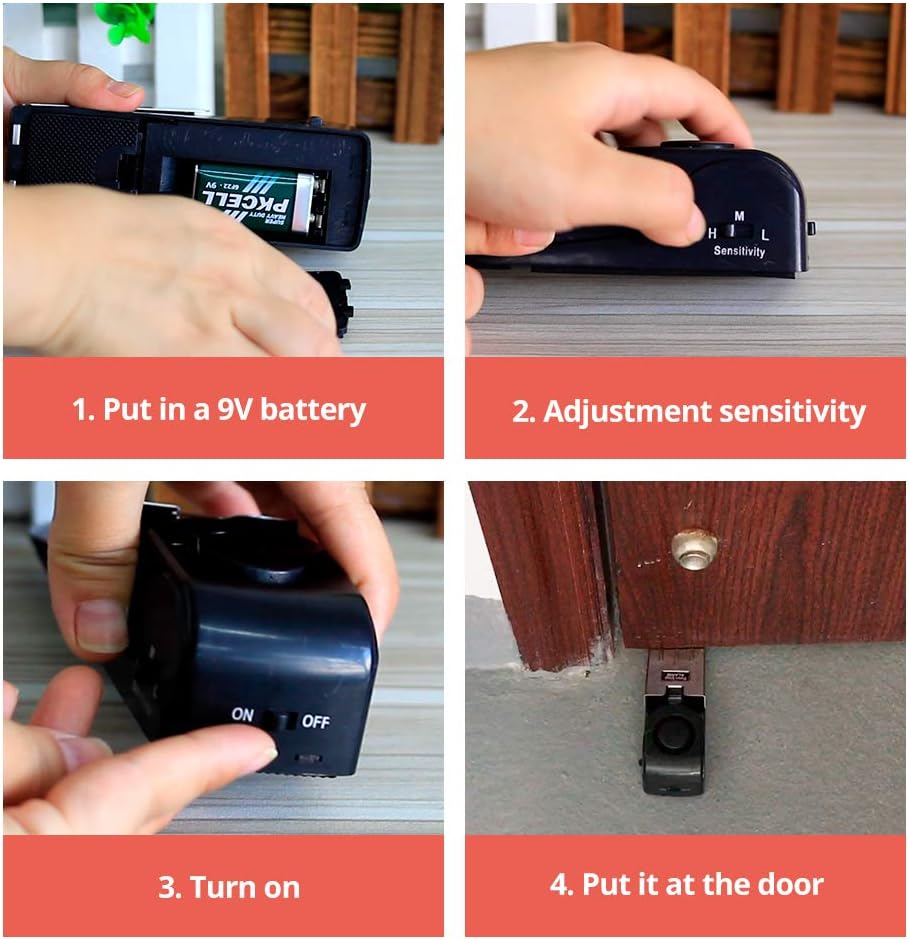 TOWODE Upgraded Door Stop Alarm 3-Pack, Stoppers Security with 120 dB - Great Gift for Traveling Hotel Home Apartment Stopper Tools