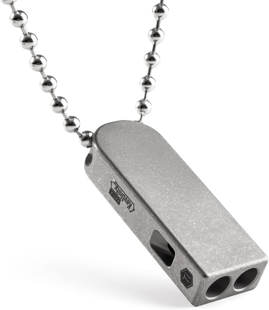 KeyUnity Titanium Emergency Whistle with Metal Lanyard, 120dB+, One-Piece Outdoor Survival Whistle, Ultra-Light, Rustproof