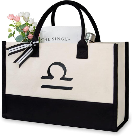 TOPDesign Embroidery Constellation Canvas Bag for Women (Libra)