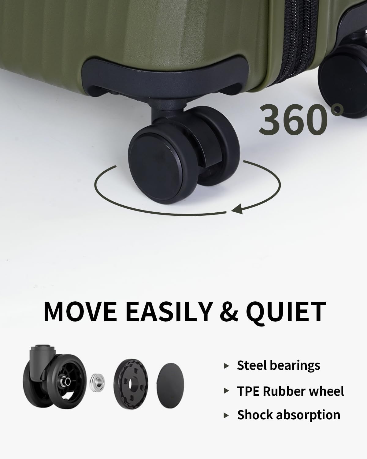 ECOHUB Hardside Expandable Carry On Luggage, 20" Rolling Luggage 22x14x9 Airline Approved with Spinner Wheels & TSA Lock, Lightweight Small Hardshell Travel Suitcase Valises, 20inch Carry-on Green