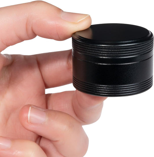 XHT Small Round Black Pill Box - Single Waterproof Portable Pill Container for Pocket & Purse, Travel Medicine Organizer, Compact Aluminum Pillbox Holder for Medication, Fish Oil
