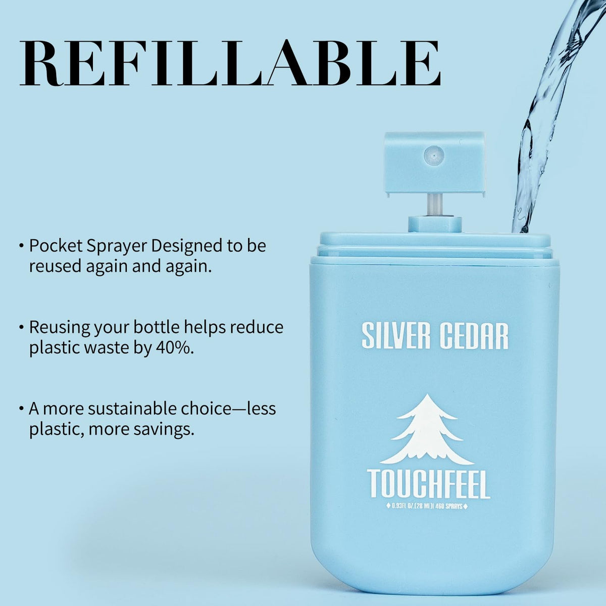 Power Mist Hand Sanitizer Spray, Scented Hydrating Hand Sanitizers Travel Size Refillable, Pocket Portable 1-Pack (Silver Cedar) 0.93Fl Oz 460-Sprays Each