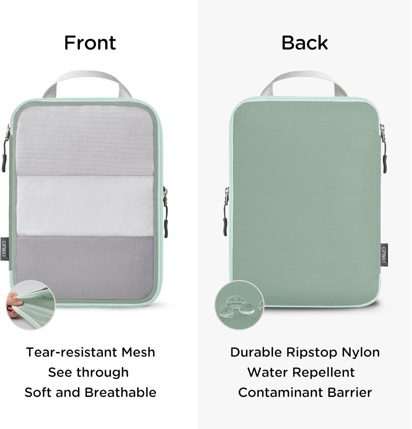 Cipway Compression Packing Cubes Mesh, Lightweight Luggage Organizer Bags with Laundry Bag,Toiletries Bag and Shoe Bag, Travel Essentials for Carry on Suitcase（8 Pcs,Sage Green）