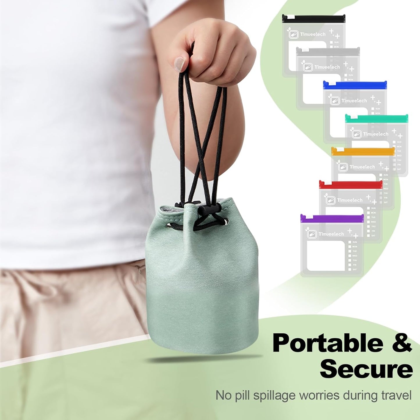 Weekly Travel Pill Organizer Pouch - Full Privacy Protection & Slim Reusable Design | Zippered BPA-Free Compartments, Color-Coded Medicine Storage | Fits Carry-Ons, Totes, Backpacks