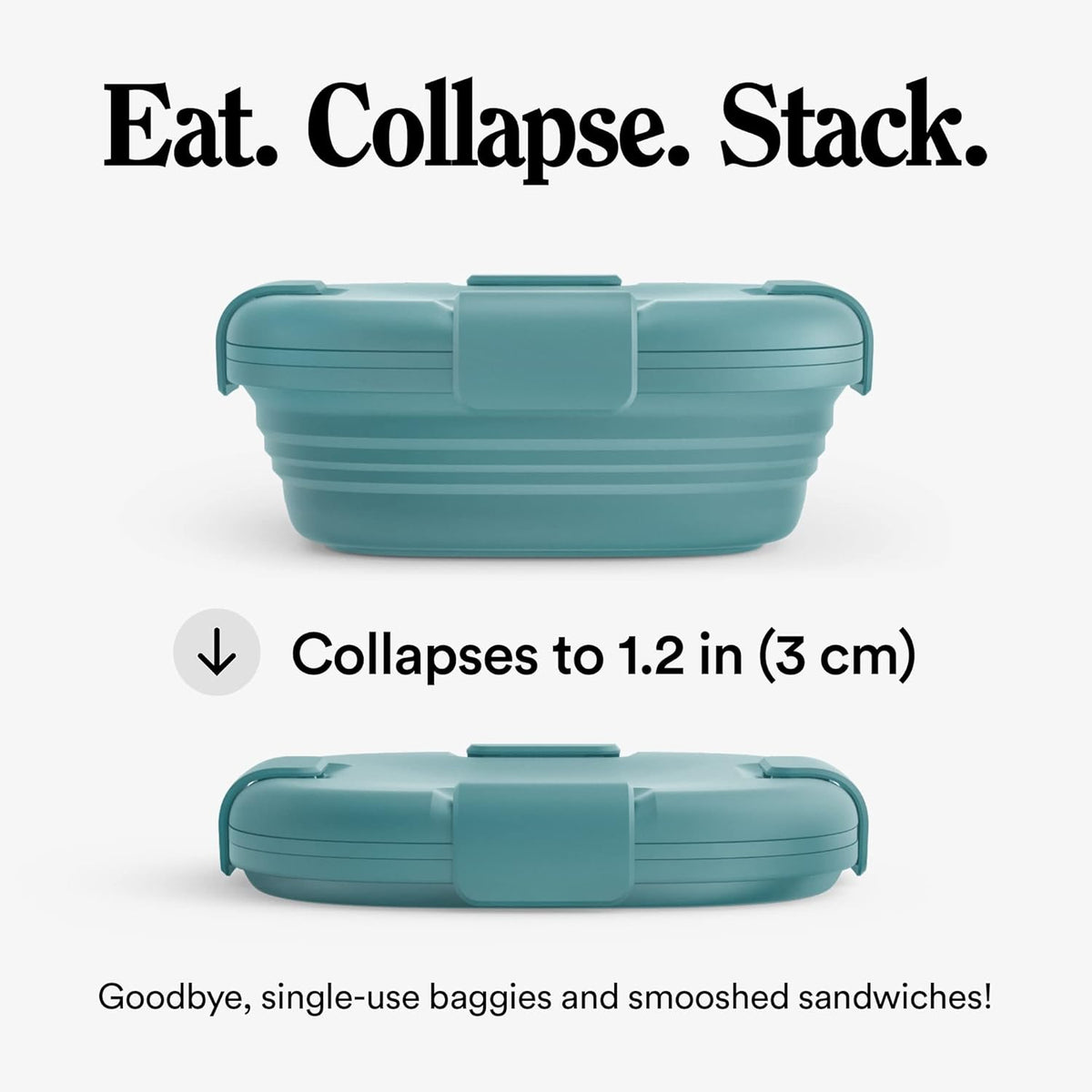 STOJO Collapsible Sandwich Box – 24oz, Reusable Food Storage Container, Silicone Bowl for Hot/Cold Food – Meal Prep, Lunch, Camping, Hiking – Dishwasher Safe (Set of 1, Eucalyptus)