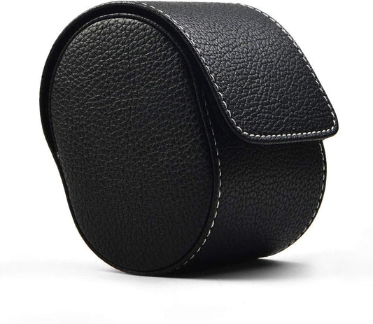 Oirlv Luxury Leather Watch Storage Box Travel Single Watch Case Jewelry Gift Box for Christmas Anniversary Birthday(Black)