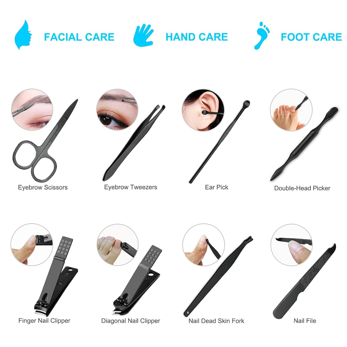 8 PCS Premium Manicure Set, AULLUA Nail Clippers, Professional Grooming Gift Kit, Pedicure Kit, Stainless Steel Facial, Cuticle, Nail Care Tools with Luxurious Portable Travel Case, for Men & Women